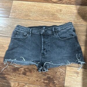 GAP Black Jean Shorts Distressed Cut-Off Style